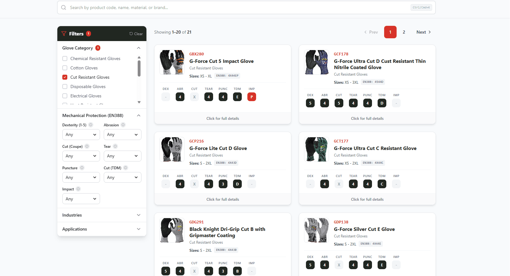 Glove Selector Tool