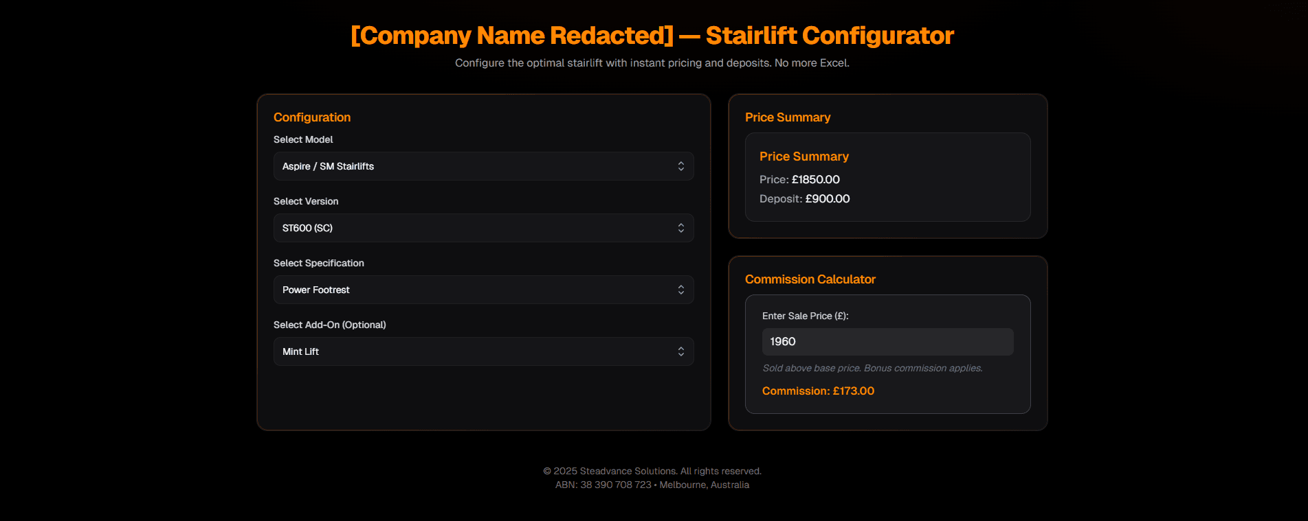 Stairlift Calculator
